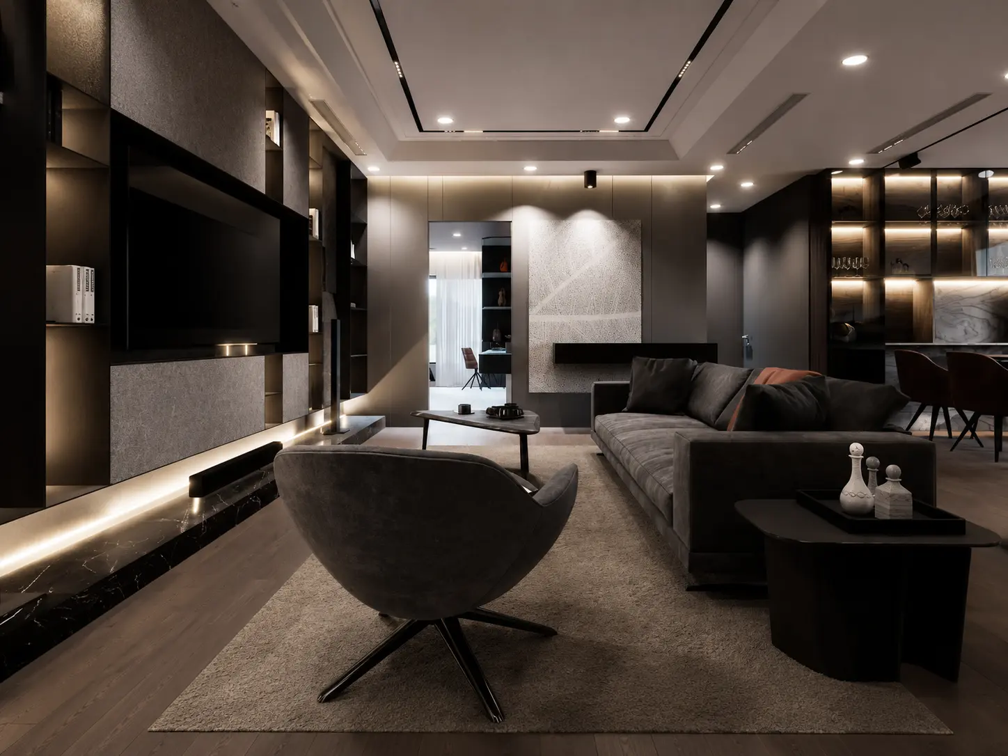 Modern TV Lounge Design 2 - Architecture Visualization visualization screenshot 1